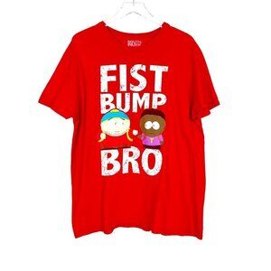 South Park Tee Men's XL Red Eric Cartman Tolkien Black Fist Bump Bro T-Shirt